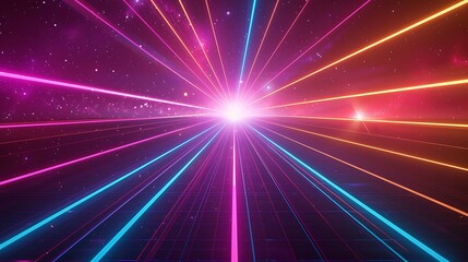 Naklejka premium Neon Laser Light Show Abstract Background