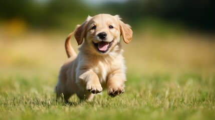golden retriever puppy running in the park