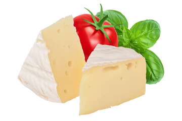 Camembert cheese isolated on white background full depth of field