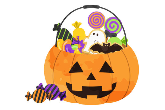 ハロウィンのジャックオランタンお菓子詰め合わせイラスト