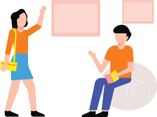 Boy and girl waving hands.