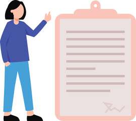 The girl was signing the contract.