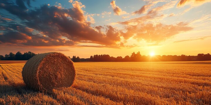 sunset over the field