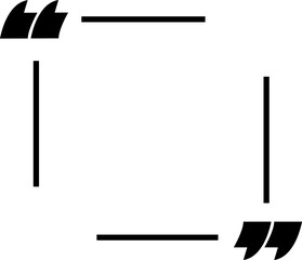 Quote box frame icon. Text blog information block. Blank Template of texting trendy black line vector illustration for definition, remark, and citation design isolated on transparent background.