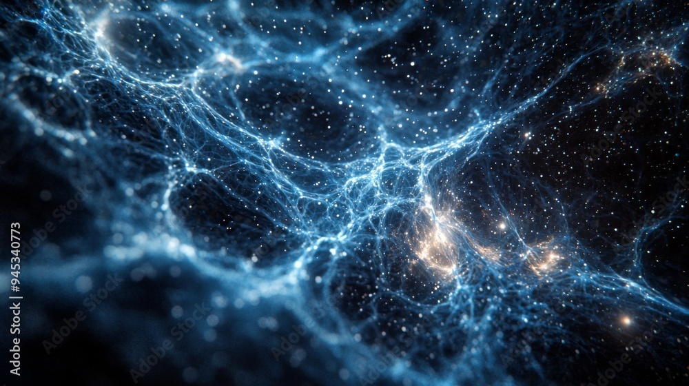 Wall mural galaxy filament : close-up of a filament structure connecting galaxies, filled with dark matter and 