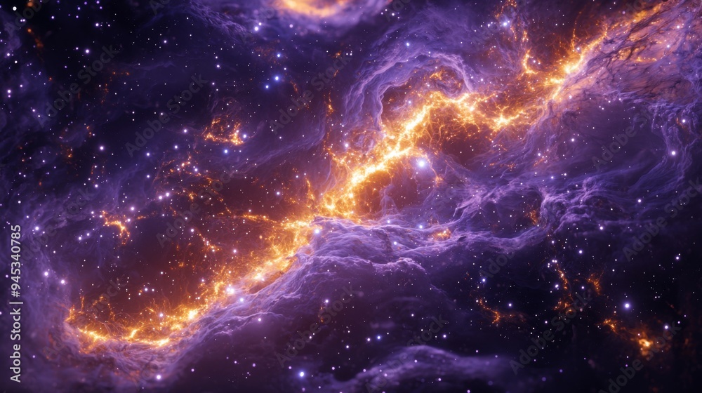 Wall mural galaxy filament : close-up of a filament structure connecting galaxies, filled with dark matter and 