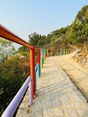 Rainbow fence ,famous landmark in Tuen Mun, Hong Kong.
Creating a delightful hiking experience.