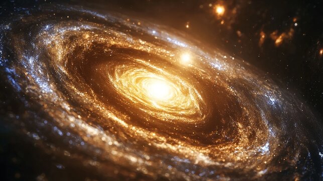 Galaxy with Binary Stars : Close-up of a galaxy illuminated by two bright binary stars at its core