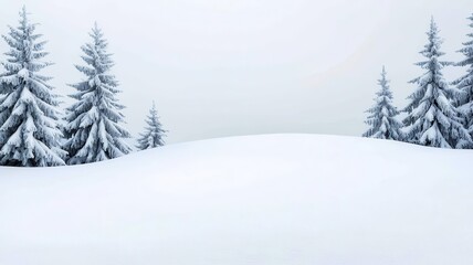 Fototapeta premium Heavy snowfall blanketing a mountain landscape, winter weather, cold and serene