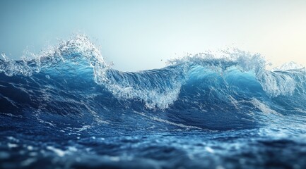 Fototapeta premium A huge, realistic wave of water with a blue color, high-resolution, hyper-detailed, cinematic look