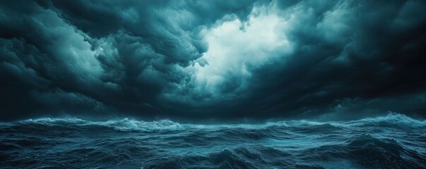 Dramatic storm clouds gathering over the ocean, intense weather, approaching storm