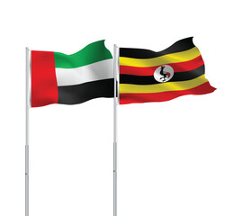 UAE,Uganda flags together on pole