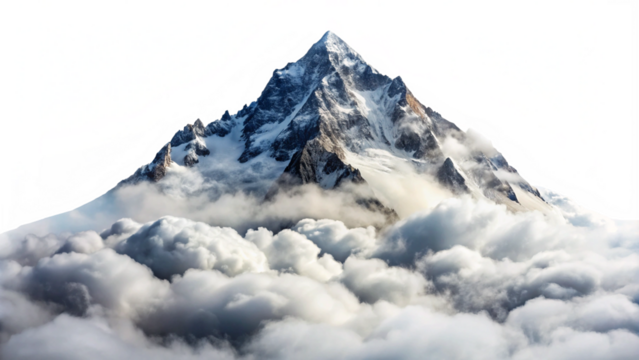 Isolated Cloudy Mountain Peak on Transparent Background - Perfect for Graphics