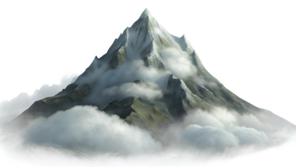 Isolated Cloudy Mountain Peak on Transparent Background - Perfect for Graphics