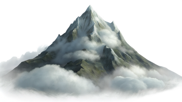 Isolated Cloudy Mountain Peak on Transparent Background - Perfect for Graphics