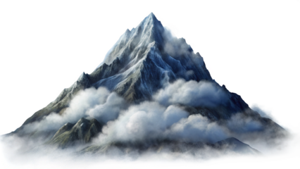 Isolated Cloudy Mountain Peak on Transparent Background - Perfect for Graphics