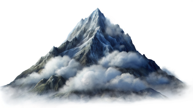 Isolated Cloudy Mountain Peak on Transparent Background - Perfect for Graphics