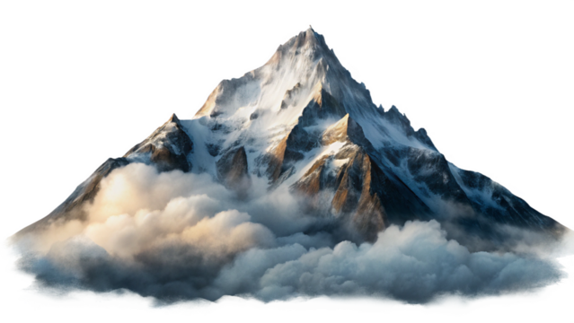 Isolated Cloudy Mountain Peak on Transparent Background - Perfect for Graphics
