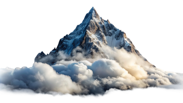 Isolated Cloudy Mountain Peak on Transparent Background - Perfect for Graphics