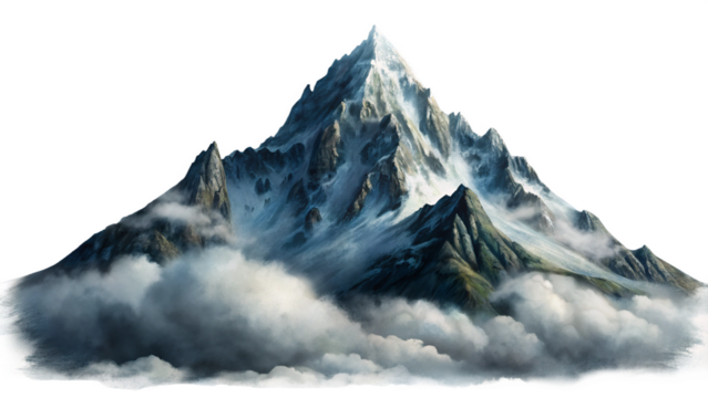 Isolated Cloudy Mountain Peak on Transparent Background - Perfect for Graphics