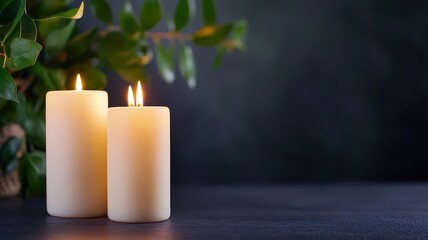 Glowing candles in a dark room, creating a warm and intimate atmosphere, cozy glowtime, peaceful and relaxing