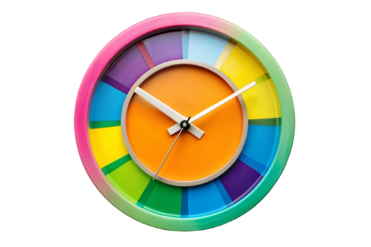 3D Colorful Clock Isolated on White Background - High-Resolution PNG Image