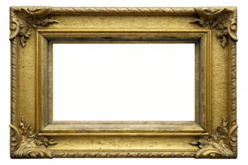 High-Quality Isolated Antique Gold Rectangular Frames - Perfect for Design