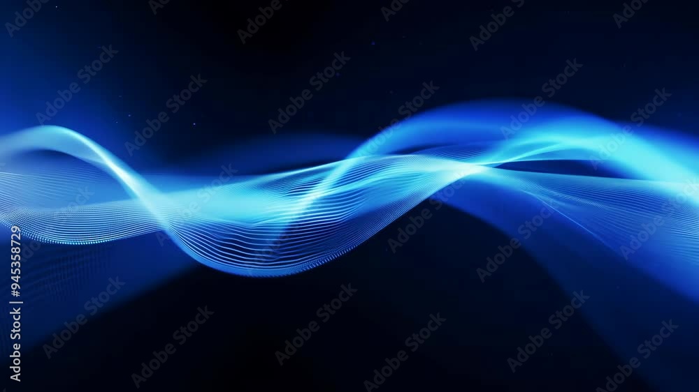 Poster abstract blue data representation flowing through digital space in a captivating visual display