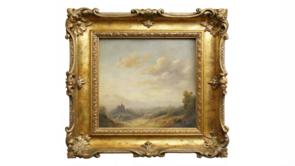 High-Quality Isolated Antique Gold Rectangular Frames - Perfect for Design