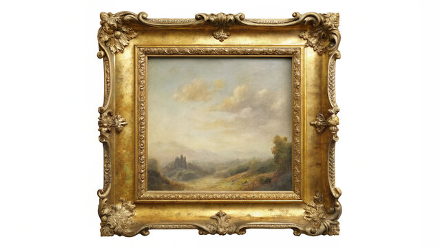 High-Quality Isolated Antique Gold Rectangular Frames - Perfect for Design