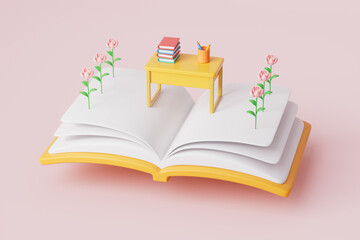 3d rendering cartoon books picture