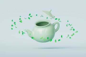 3d rendering tea and teacup