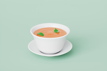 3d rendering tea and teacup