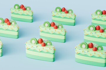 3d rendering cartoon fruit cake