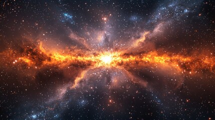 Fototapeta premium Symmetrical Galaxy : High-resolution image of a galaxy with perfect symmetry, resembling a cosmic mandala