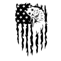 Distressed Eagle | American Flag | Distressed Flag | US Eagle Head | Eagle Face | US Eagle | American Eagle | Patriotic Eagle Flag | Original Illustration | Vector and Clipart | Cutfile and Stencil