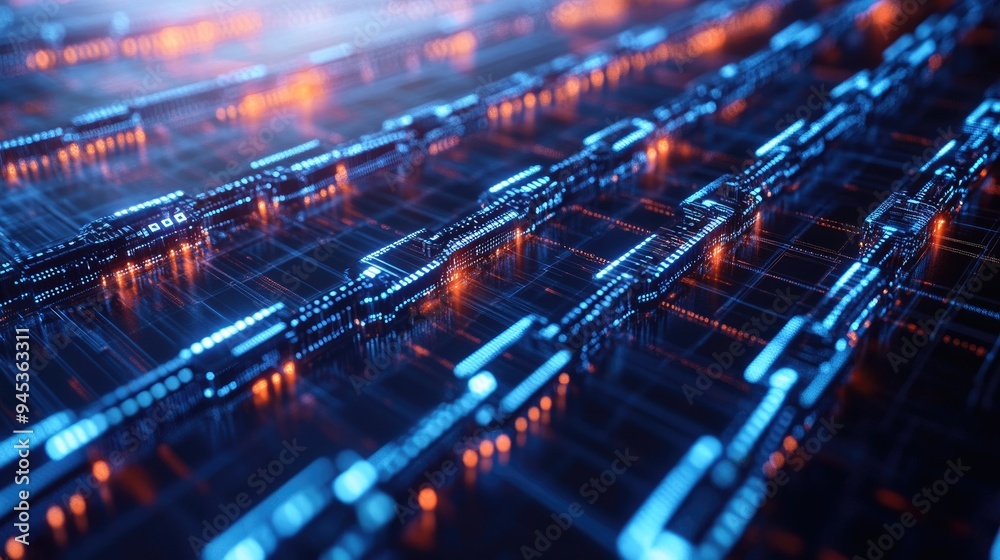 Poster blockchain network connections digital cyberspace technology abstract digital matrix background 3d r