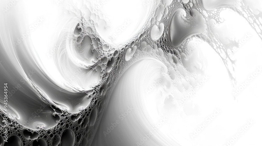Poster abstract black and white digital fractal background created using computer graphics