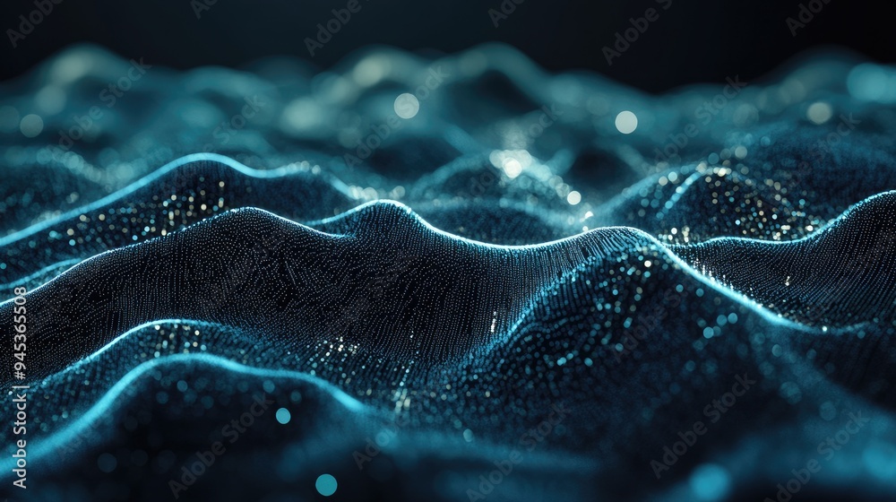 Poster Abstract digital backdrop featuring flowing particles Visual representation of data streams Three dimensional big data visualization