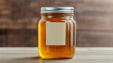Honey jar with a label