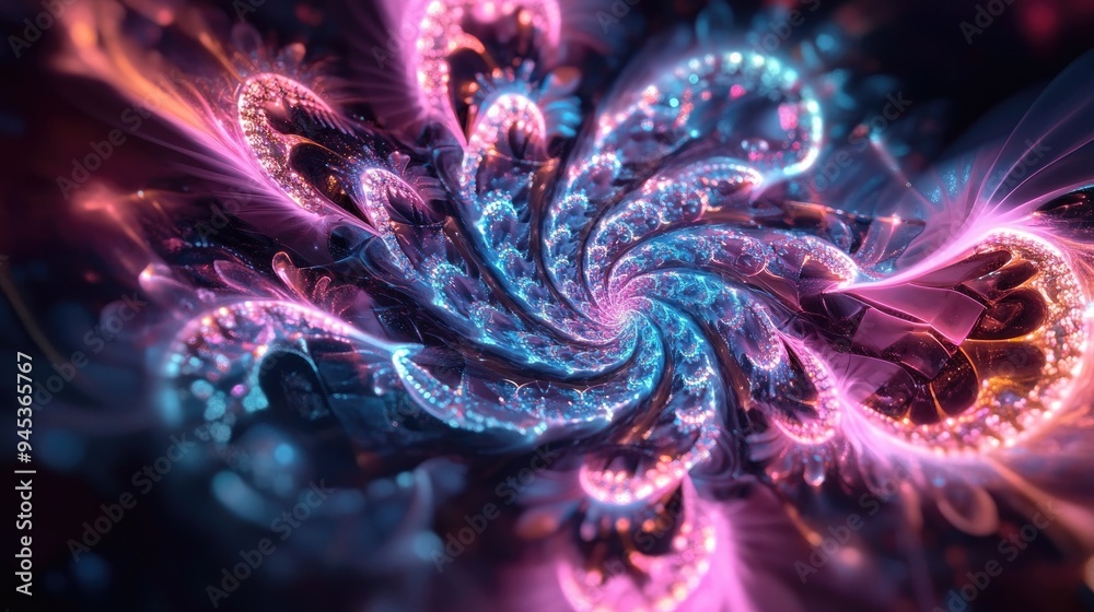 Poster abstract fractal light background in 3d rendering style