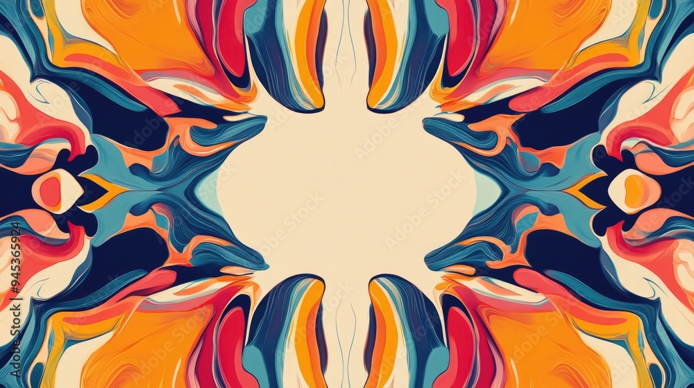 Poster colorful abstract pattern in a rectangular frame featuring an empty center space