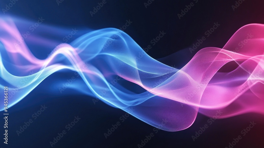 Poster Abstract wave lines creating a dynamic technology background