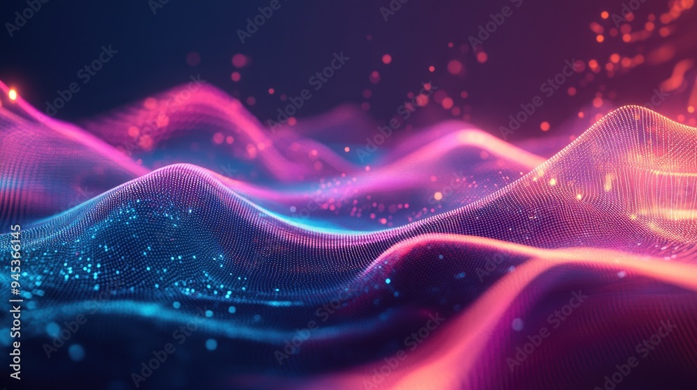 Poster abstract technology background featuring big data visualization with dynamic lines and shapes