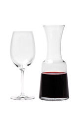 Glass and Carafe with Wine Isolated
