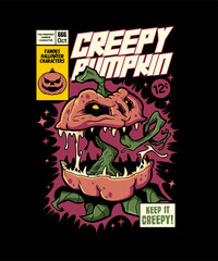 Creepy Pumpkin Halloween Design Theme