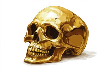 Obraz premium Golden skull artwork shown on a white background