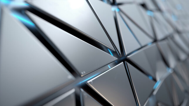 AI Image. Futuristic geometric wall pattern consisting of 3D triangular prisms