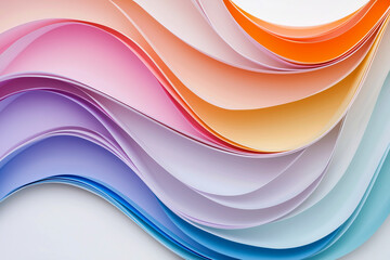AI Image. Abstract Paper curved colorful swirls