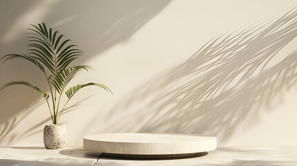 Bamboo-inspired product display podium in a calm, natural setting with bamboo stalks, perfect for organic, eco-friendly, or wellness products with a fresh, green aesthetic